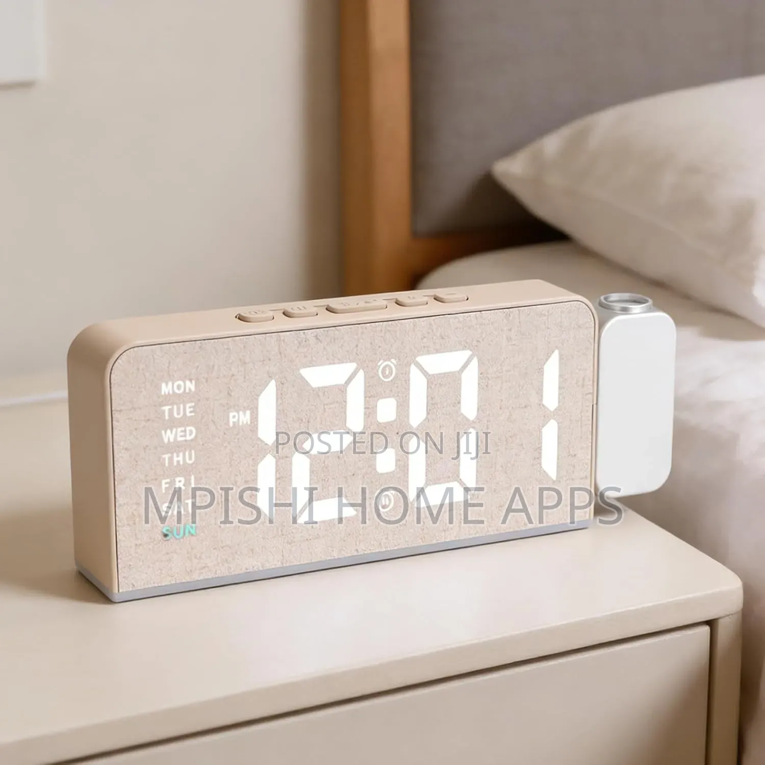 Digital Alarm Clock With 180° Rotatable Projector,