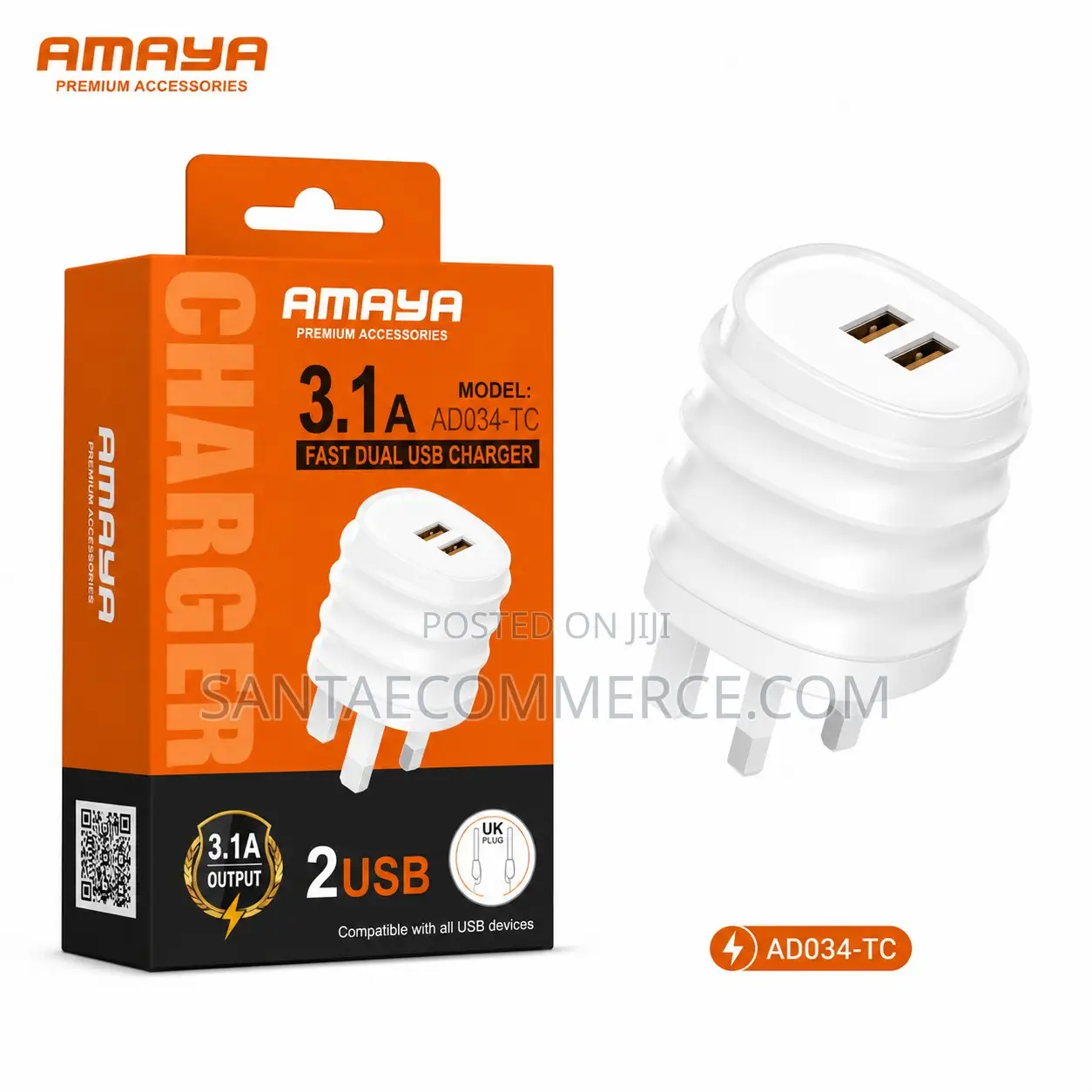 Amaya AD034-TC Dual USB Wall Charger