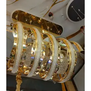 Luxury Gold LED Spiral Wave Chandelier Light and Adjustable