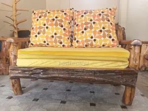 Rustic Handcrafted Log Sofa With Cushions