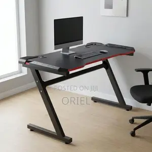 Office Desk : Black Gaming Desk for Computer Setup