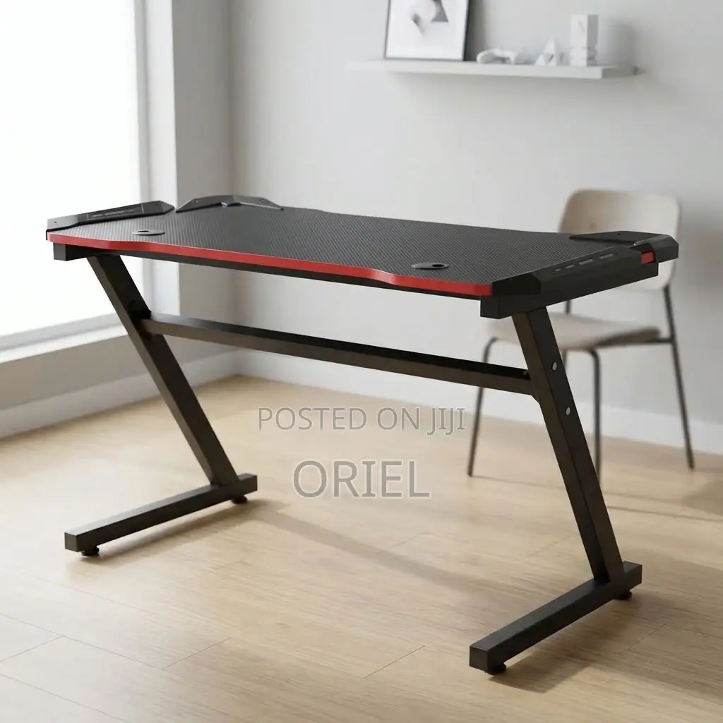 Office Desk : Black Gaming Desk for Computer Setup