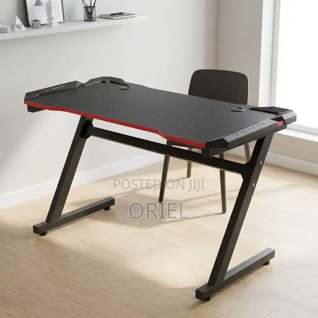 Office Desk : Black Gaming Desk for Computer Setup