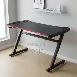 Office Desk : Black Gaming Desk for Computer Setup