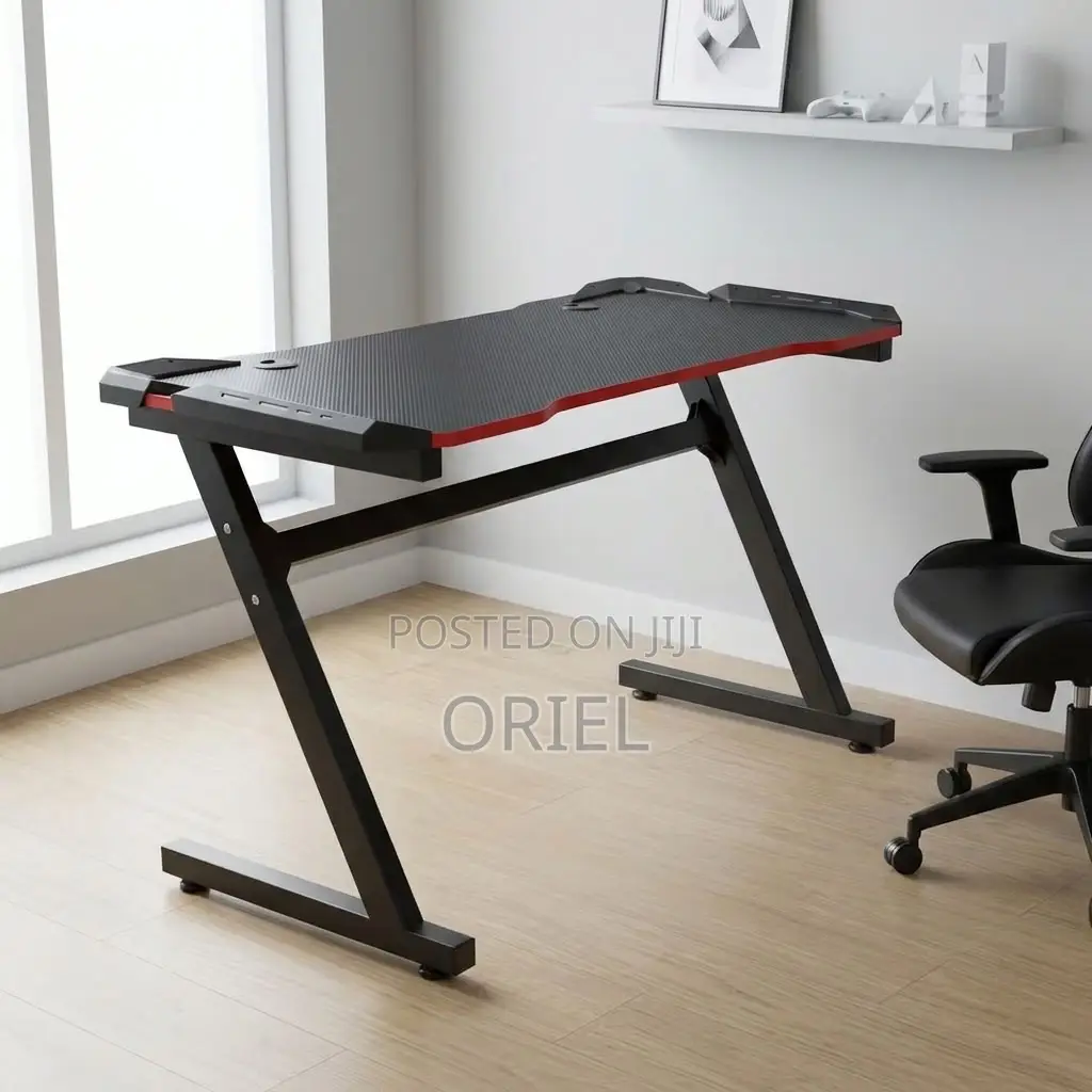 Office Desk : Black Gaming Desk for Computer Setup