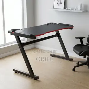 Office Desk : Black Gaming Desk for Computer Setup