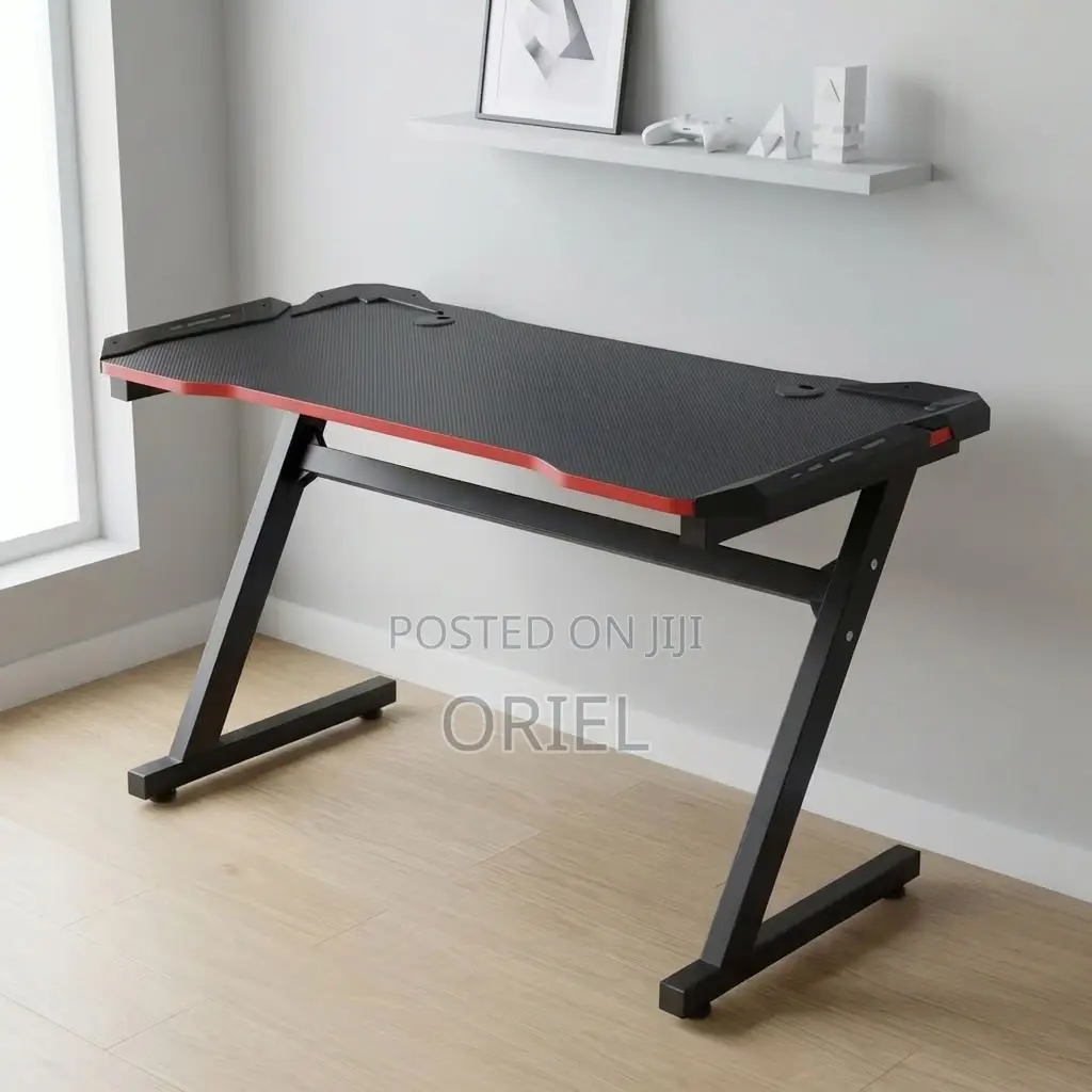 Office Desk : Black Gaming Desk for Computer Setup