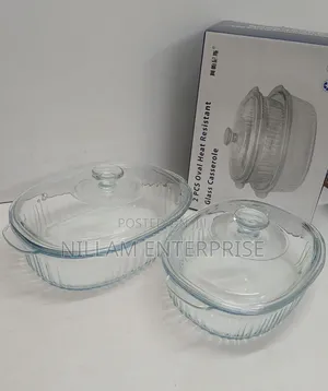 2 in 1 Oval Heat Resistant Glass Baking Casserole
