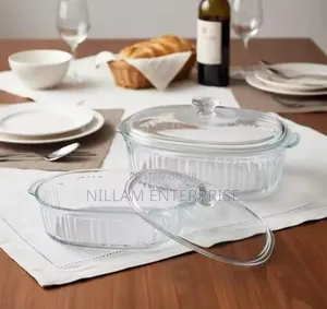 2 in 1 Oval Heat Resistant Glass Baking Casserole