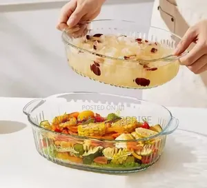 2 in 1 Oval Heat Resistant Glass Baking Casserole