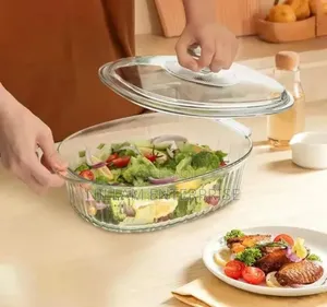 2 in 1 Oval Heat Resistant Glass Baking Casserole