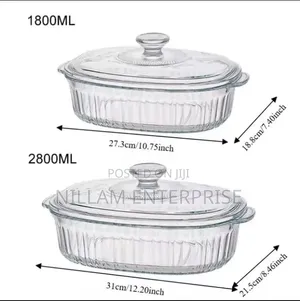 2 in 1 Oval Heat Resistant Glass Baking Casserole