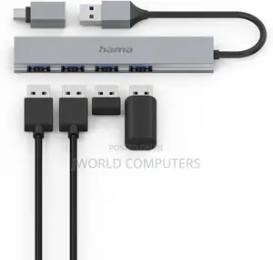 Hama 4in1 Ultra Slim USB Hub + USB-C Adapter (200141)