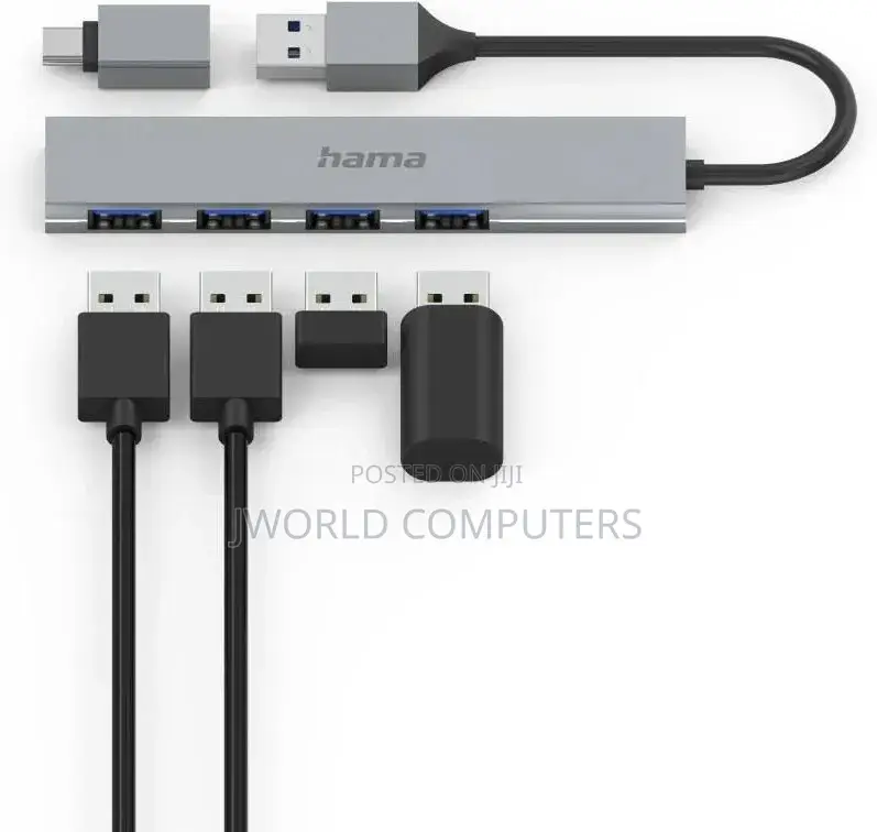 Hama 4in1 Ultra Slim USB Hub + USB-C Adapter (200141)
