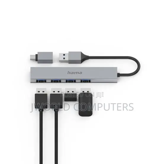 Hama 4in1 Ultra Slim USB Hub + USB-C Adapter (200141)