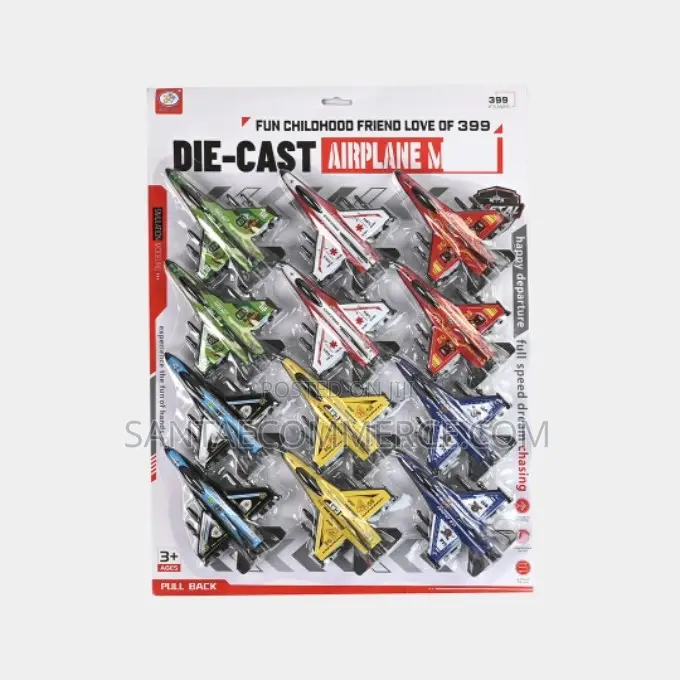 12-Piece Die-Cast Aeroplane Pull-Back Fighter Jet Airplane Toy Set