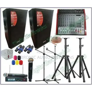 Full Public Address System 15 Inches 4000 Watts PA Speakers + 8 Channe