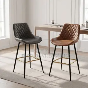 COUNTER LEATHER BAR STOOL-Black & Brown
