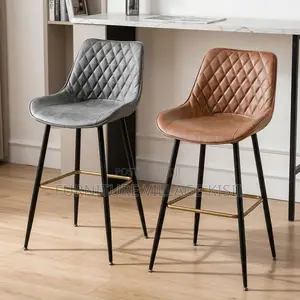 COUNTER LEATHER BAR STOOL-Black & Brown