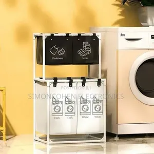 Folding Dirty Clothes 3 Baskets Laundry Rack