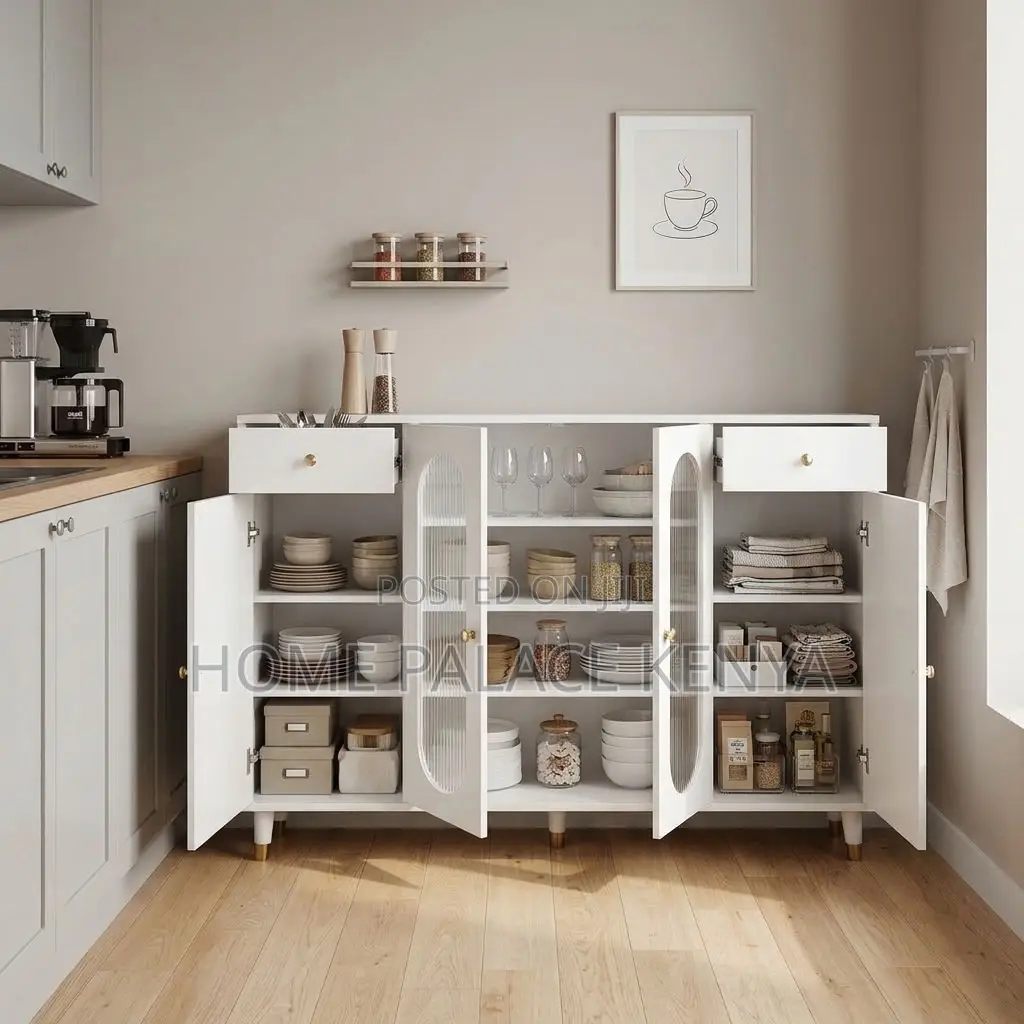 Kitchen Cabinet; 4-Door Utensils Kitchen Organizer