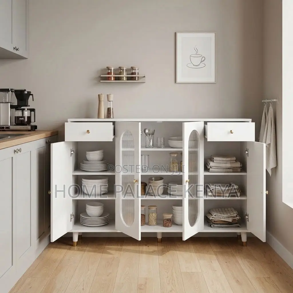 Kitchen Cabinet; 4-Door Utensils Kitchen Organizer