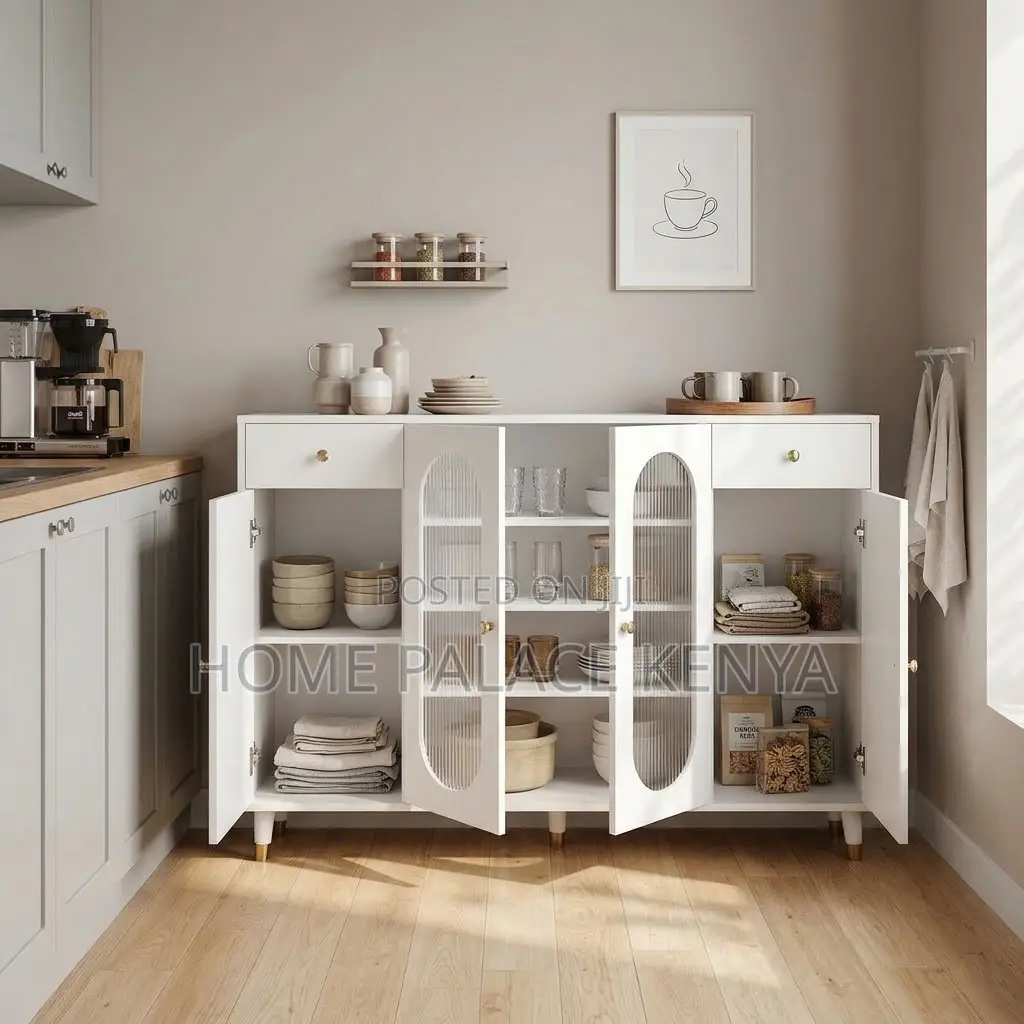 Kitchen Cabinet; 4-Door Utensils Kitchen Organizer