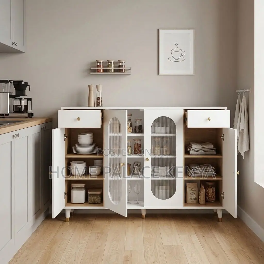 Kitchen Cabinet; 4-Door Utensils Kitchen Organizer