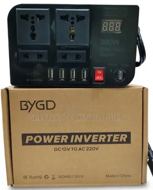 Bygd 300w Power Inverter Dc 12v to AC 220v 4 AC Sockets 4 USB Ports
