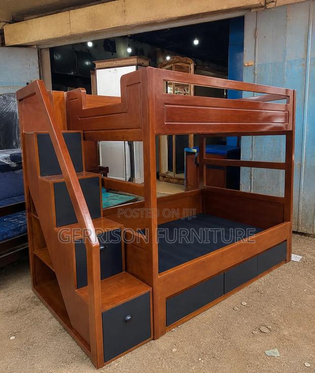 Solid Wood Kids Bunk Bed With Storage Staircase & Under-Bed Drawers - main view