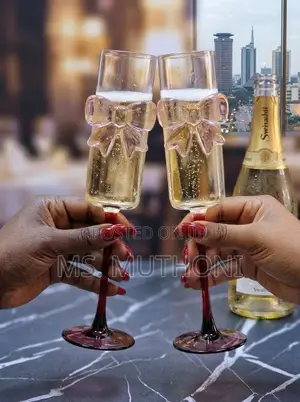 6pcs Pink Bow Champagne Flutes