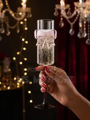 6pcs Pink Bow Champagne Flutes