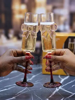 6 PCs /3 PCs Bow Crystal Champagne Flutes Ft a Decorative Bow Accent