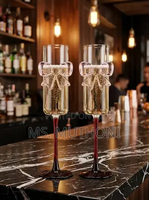 6 PCs /3 PCs Bow Crystal Champagne Flutes Ft a Decorative Bow Accent
