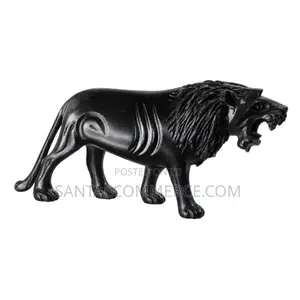 Hand-Carved Wooden Lion Sculpture Statue