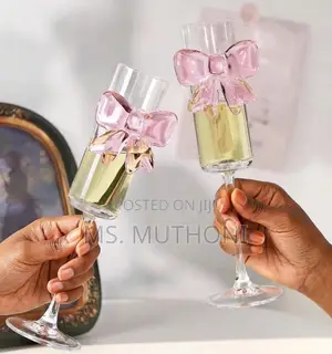 3 PCs / 6 PCs Coquette Bow Crystal Champagne Glasses)