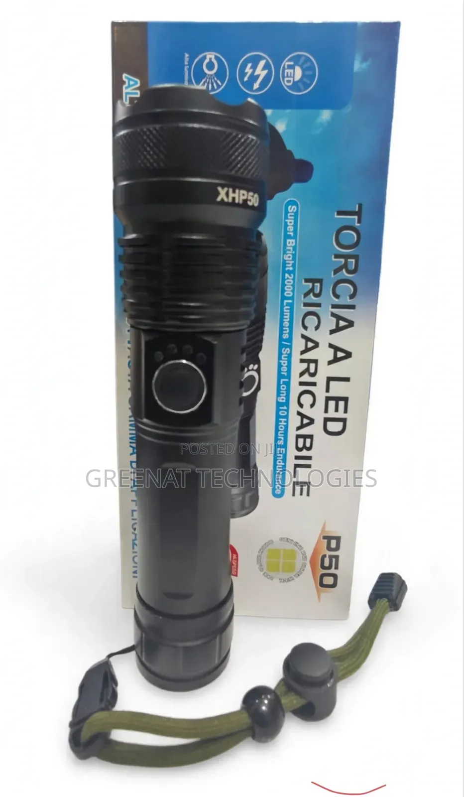 P50 LED Torch Super Bright 2000 Lumens 10 Hours Endurance