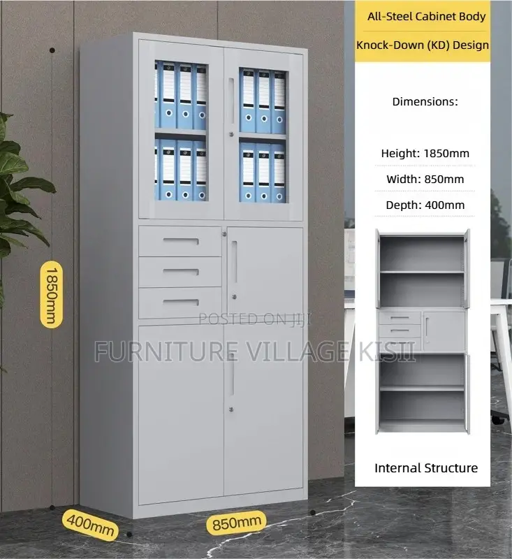 Metallic Lockable Filing Cabinet With Safe