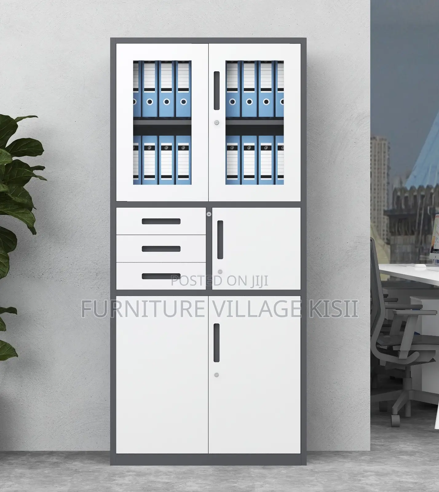 Metallic Lockable Filing Cabinet With Safe