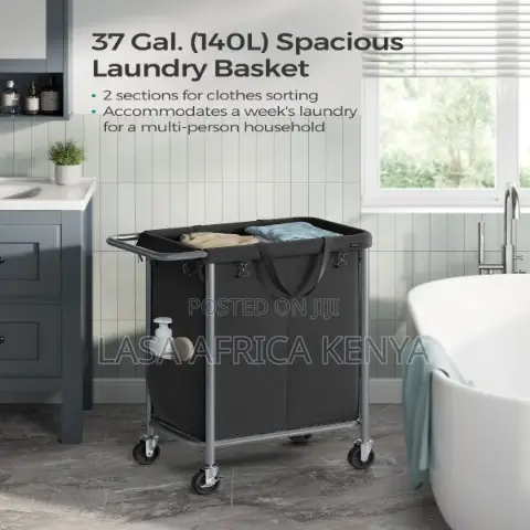 Rolling Laundry Hamper With Wheels & Removable Liner-140l