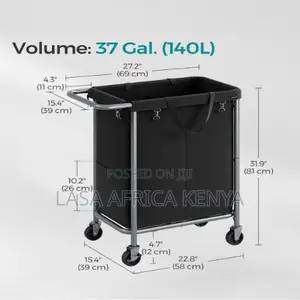 Rolling Laundry Hamper With Wheels & Removable Liner-140l