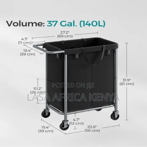 Rolling Laundry Hamper With Wheels & Removable Liner-140l