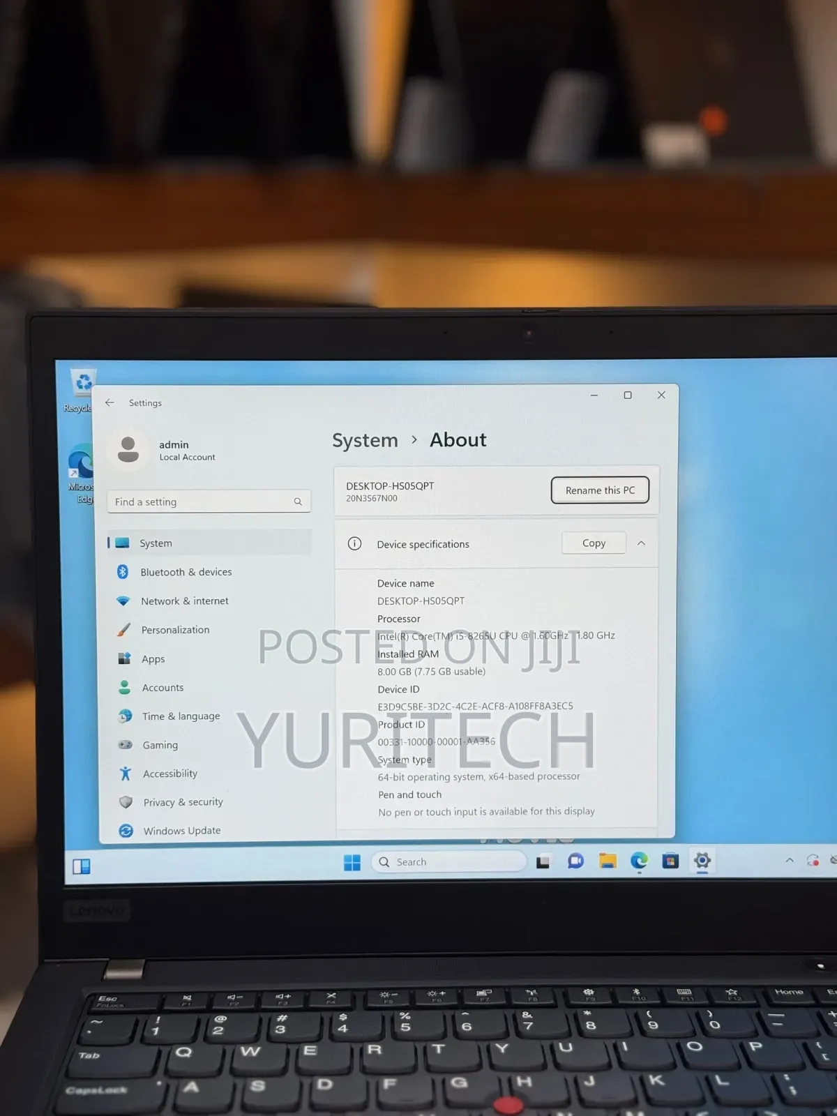 Laptop Lenovo ThinkPad T480 8GB Intel Core i5 SSD 256GB