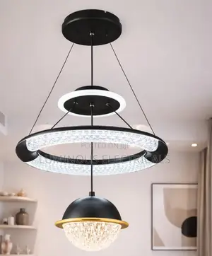 Modern LED Multi-Tier Ring & Crystal Dome Chandelier Light