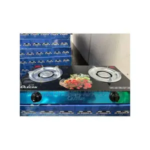 Olelon 2-Burner Glass Top Gas Stove With Tempered Glass Surface