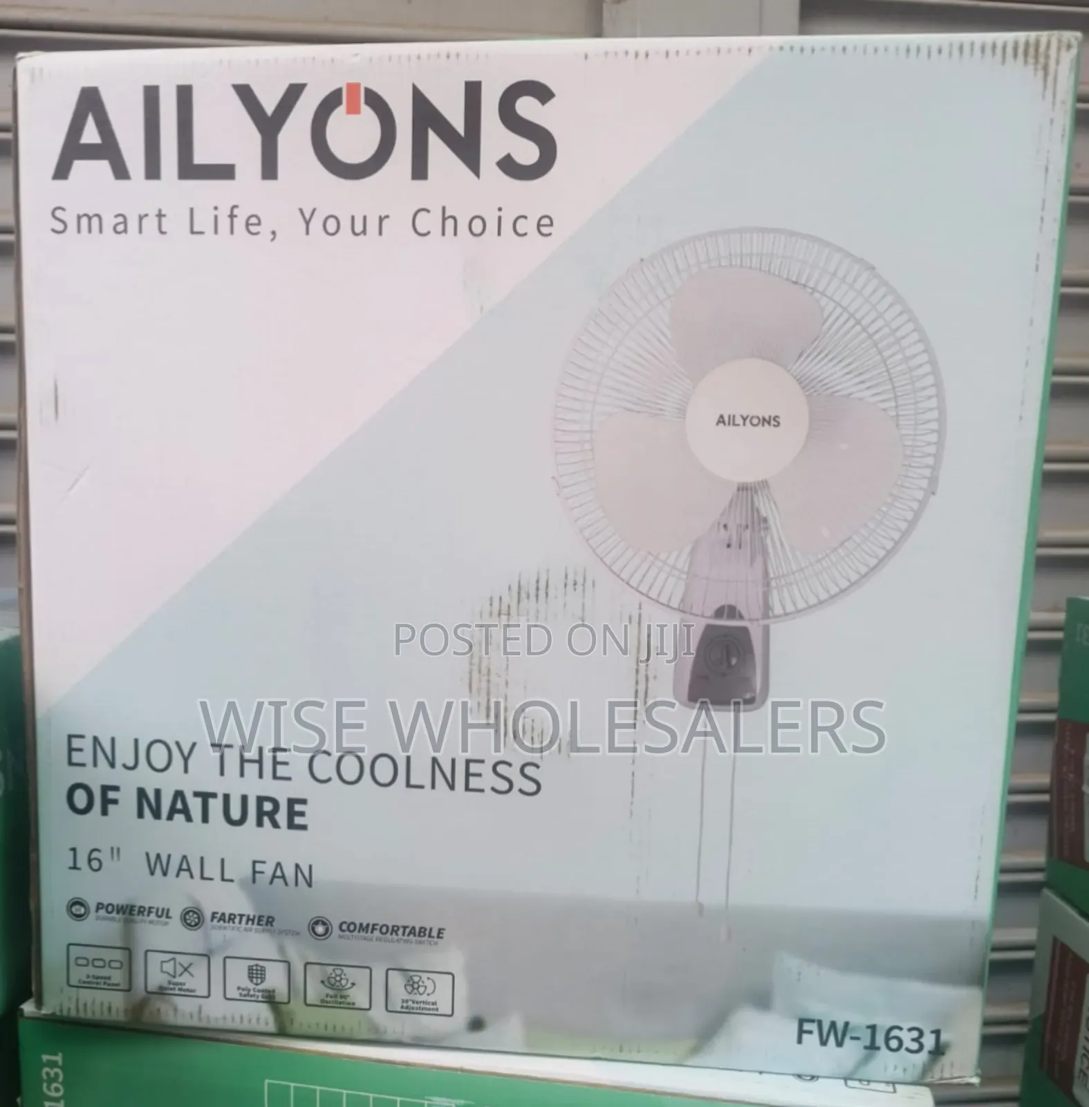 AILYONS 16-Inch Wall Fan - 3 Speed Control, Quiet Motor, White