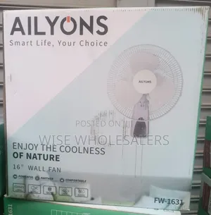 AILYONS 16-Inch Wall Fan - 3 Speed Control, Quiet Motor, White