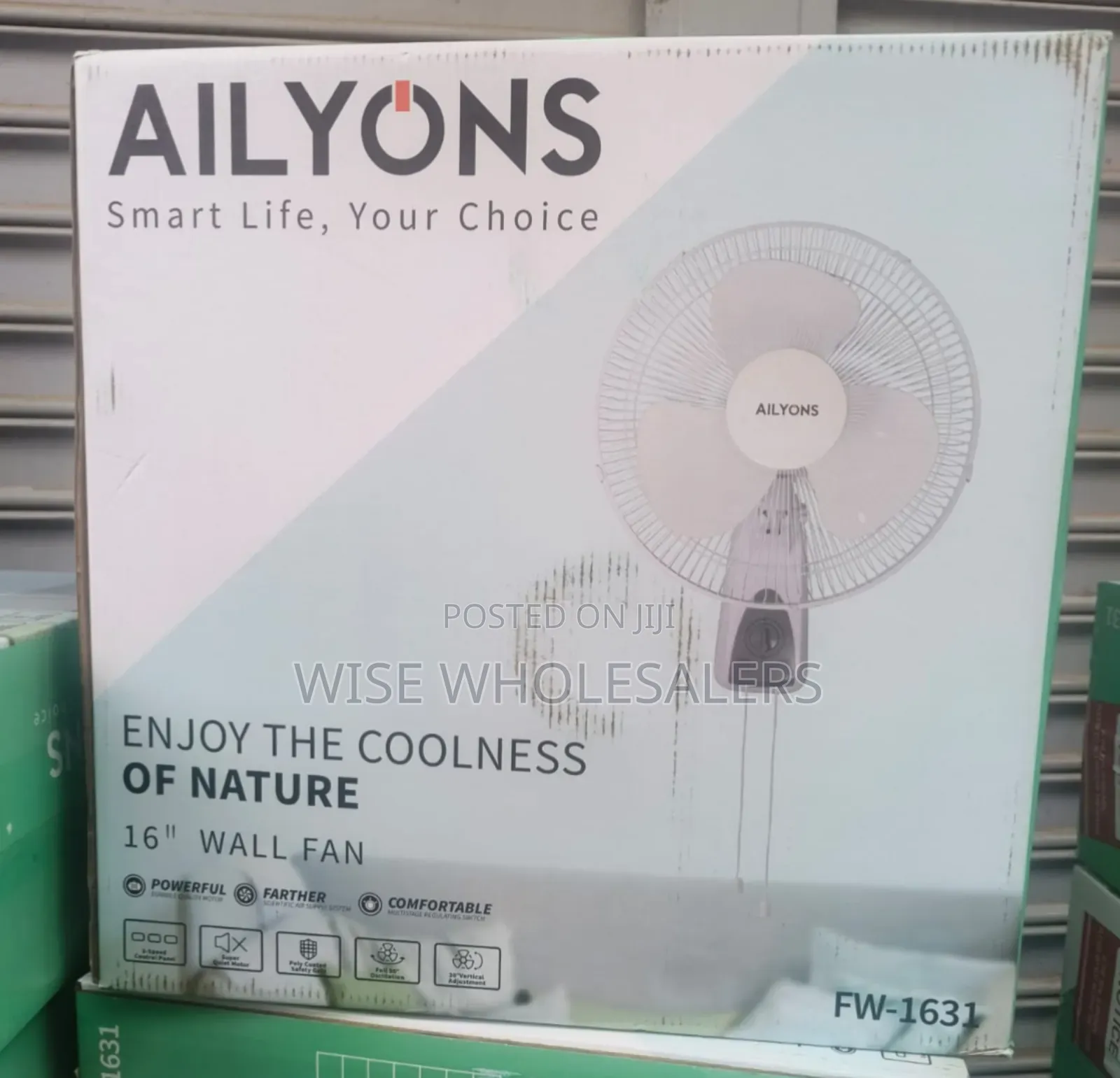 AILYONS 16-Inch Wall Fan - 3 Speed Control, Quiet Motor, White