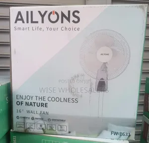AILYONS 16-Inch Wall Fan - 3 Speed Control, Quiet Motor, White