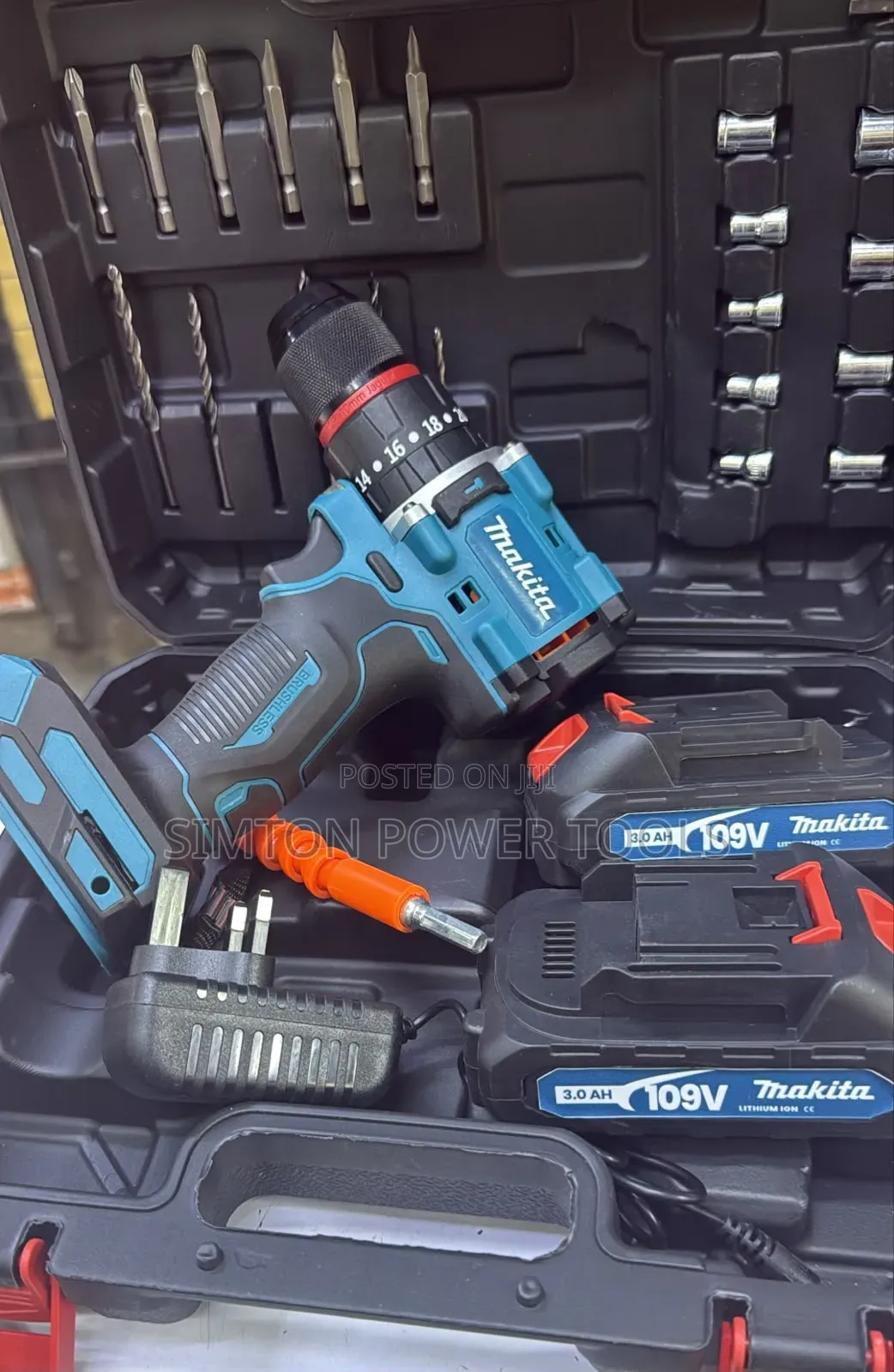 Makita-Branded Cordless Brushless Drill Set.
